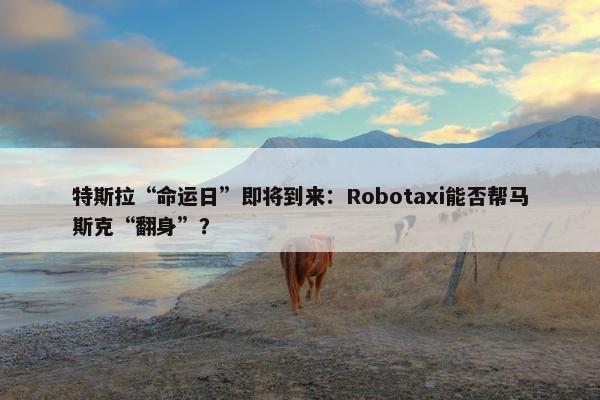 特斯拉“命运日”即将到来：Robotaxi能否帮马斯克“翻身”？