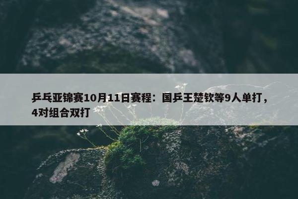 乒乓亚锦赛10月11日赛程：国乒王楚钦等9人单打，4对组合双打