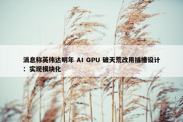 消息称英伟达明年 AI GPU 破天荒改用插槽设计：实现模块化