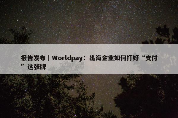 报告发布｜Worldpay：出海企业如何打好“支付”这张牌