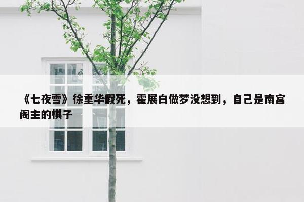 《七夜雪》徐重华假死，霍展白做梦没想到，自己是南宫阁主的棋子