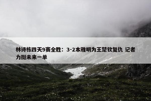 林诗栋四天9赛全胜：3-2本雅明为王楚钦复仇 记者力挺未来一单