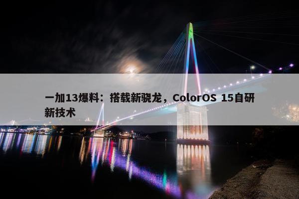 一加13爆料：搭载新骁龙，ColorOS 15自研新技术