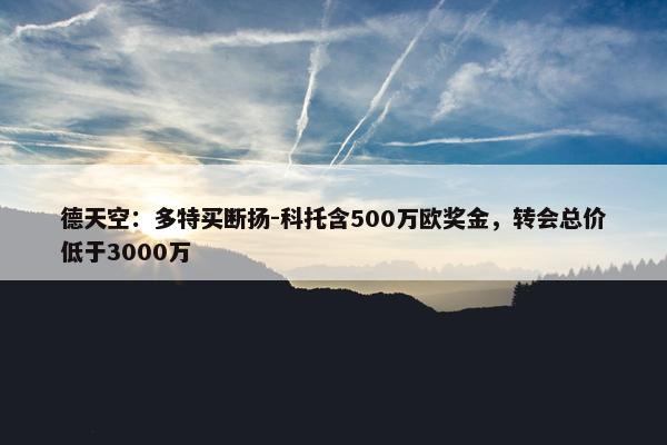 德天空：多特买断扬-科托含500万欧奖金，转会总价低于3000万