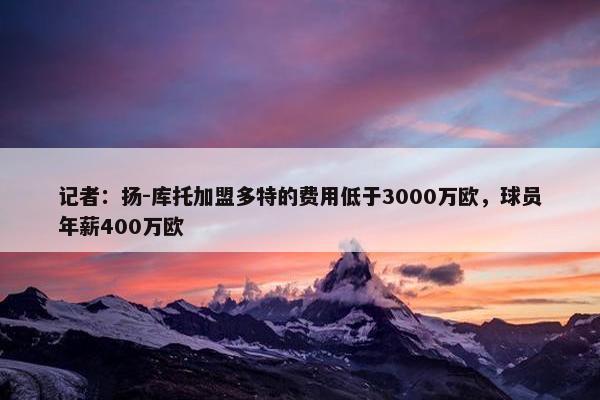 记者：扬-库托加盟多特的费用低于3000万欧，球员年薪400万欧