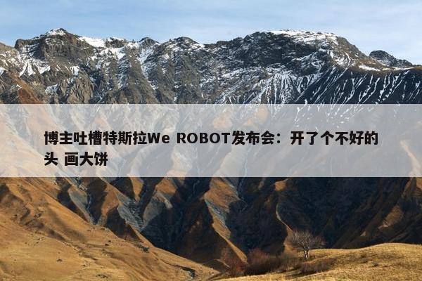 博主吐槽特斯拉We ROBOT发布会：开了个不好的头 画大饼