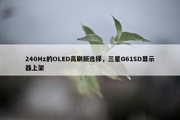 240Hz的OLED高刷新选择，三星G61SD显示器上架