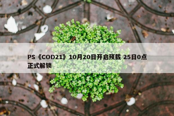 PS《COD21》10月20日开启预载 25日0点正式解锁