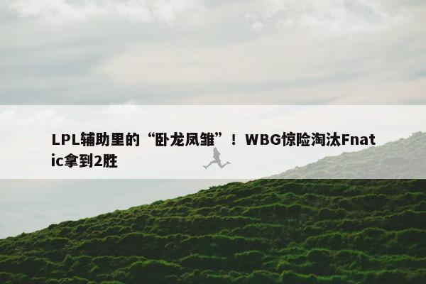 LPL辅助里的“卧龙凤雏”！WBG惊险淘汰Fnatic拿到2胜