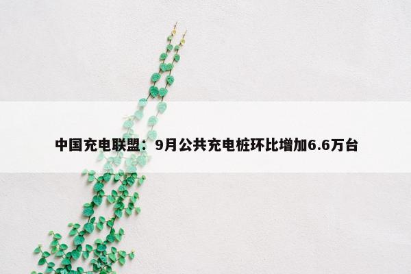 中国充电联盟：9月公共充电桩环比增加6.6万台