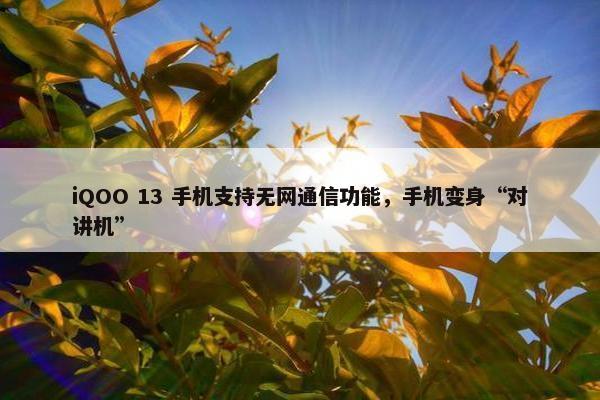 iQOO 13 手机支持无网通信功能，手机变身“对讲机”