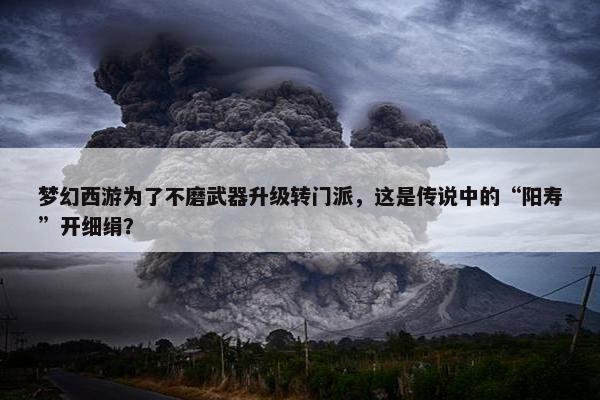 梦幻西游为了不磨武器升级转门派，这是传说中的“阳寿”开细绢？