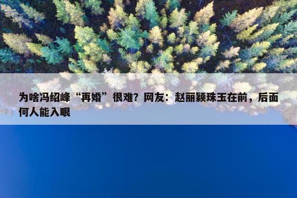 为啥冯绍峰“再婚”很难？网友：赵丽颖珠玉在前，后面何人能入眼