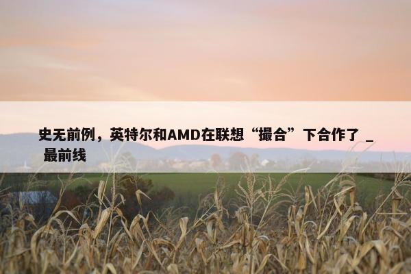 史无前例，英特尔和AMD在联想“撮合”下合作了 _ 最前线