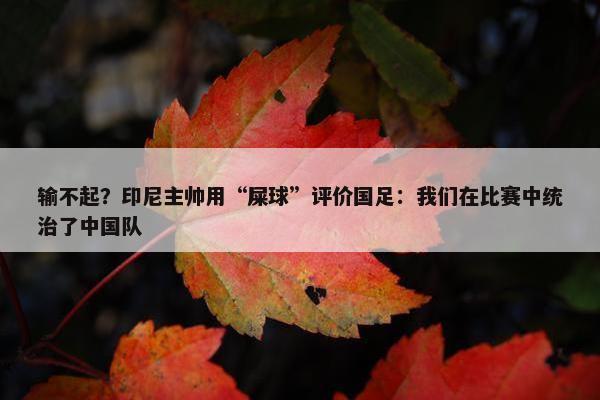 输不起？印尼主帅用“屎球”评价国足：我们在比赛中统治了中国队