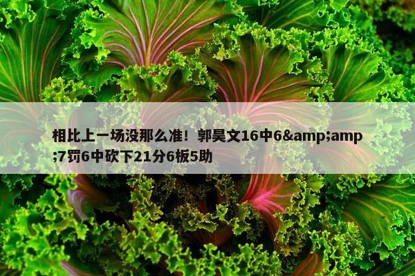 相比上一场没那么准！郭昊文16中6&amp;7罚6中砍下21分6板5助