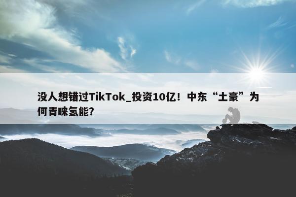 没人想错过TikTok_投资10亿！中东“土豪”为何青睐氢能？