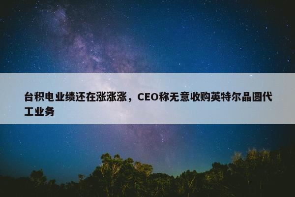 台积电业绩还在涨涨涨，CEO称无意收购英特尔晶圆代工业务