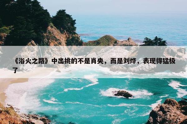 《浴火之路》中出挑的不是肖央，而是刘烨，表现得猛极了