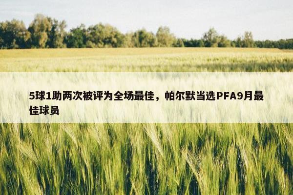 5球1助两次被评为全场最佳，帕尔默当选PFA9月最佳球员