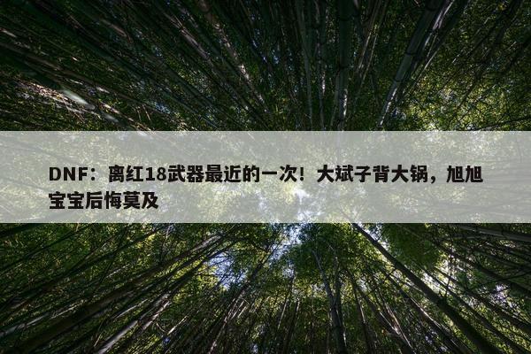 DNF：离红18武器最近的一次！大斌子背大锅，旭旭宝宝后悔莫及