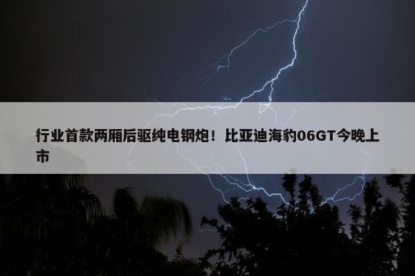 行业首款两厢后驱纯电钢炮！比亚迪海豹06GT今晚上市