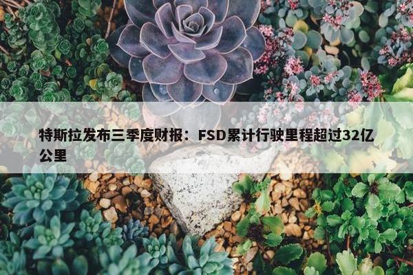 特斯拉发布三季度财报：FSD累计行驶里程超过32亿公里