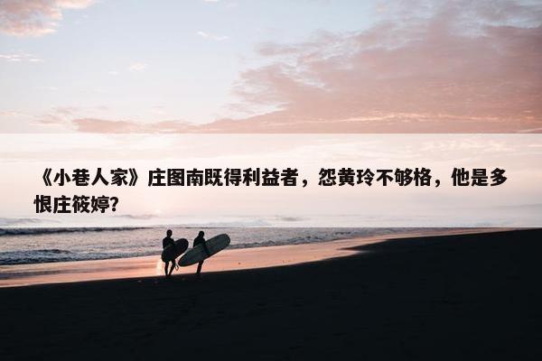 《小巷人家》庄图南既得利益者，怨黄玲不够格，他是多恨庄筱婷？