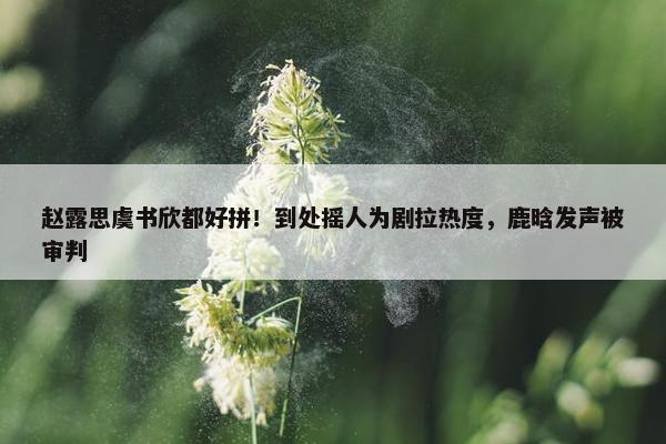 赵露思虞书欣都好拼！到处摇人为剧拉热度，鹿晗发声被审判