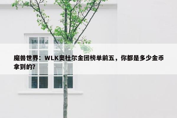 魔兽世界：WLK奥杜尔金团榜单前五，你都是多少金币拿到的？