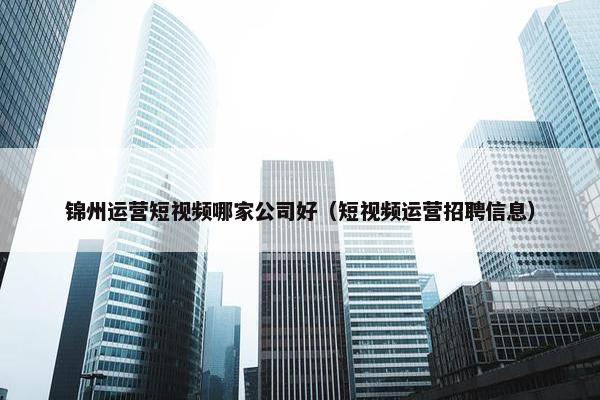 锦州运营短视频哪家公司好（短视频运营招聘信息）