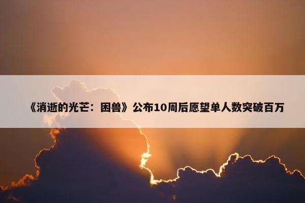 《消逝的光芒：困兽》公布10周后愿望单人数突破百万