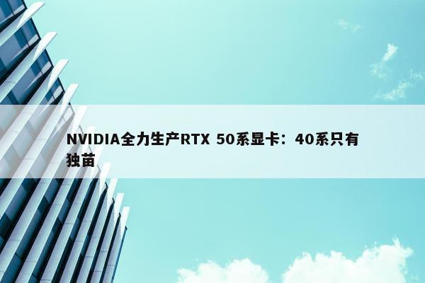 NVIDIA全力生产RTX 50系显卡：40系只有独苗