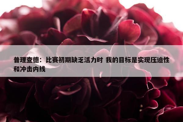 普理查德：比赛初期缺乏活力时 我的目标是实现压迫性和冲击内线