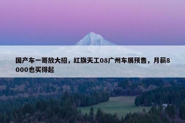 国产车一哥放大招，红旗天工08广州车展预售，月薪8000也买得起