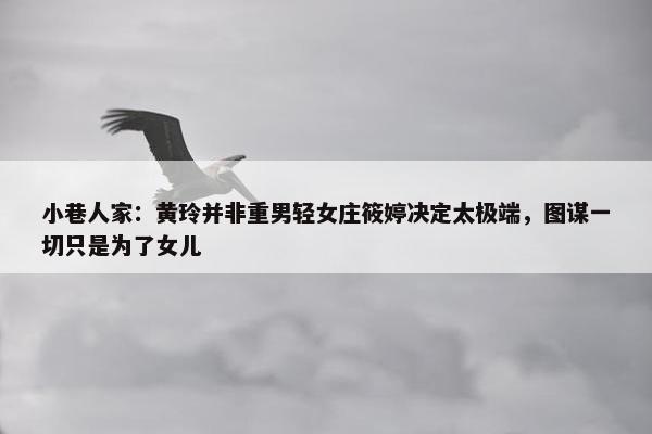 小巷人家：黄玲并非重男轻女庄筱婷决定太极端，图谋一切只是为了女儿