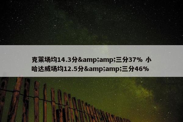 克莱场均14.3分&amp;三分37% 小哈达威场均12.5分&amp;三分46%