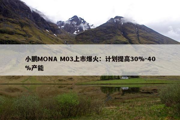 小鹏MONA M03上市爆火：计划提高30%-40%产能