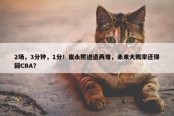 2场，3分钟，1分！崔永熙进退两难，未来大概率还得回CBA？