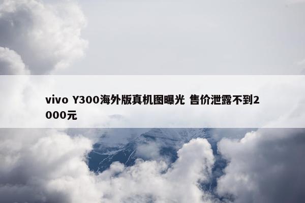 vivo Y300海外版真机图曝光 售价泄露不到2000元