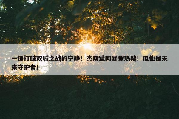 一锤打破双城之战的宁静！杰斯遭网暴登热搜！但他是未来守护者！