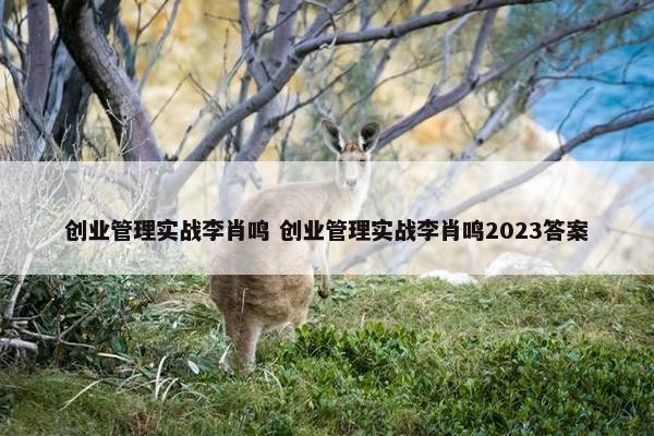 创业管理实战李肖鸣 创业管理实战李肖鸣2023答案