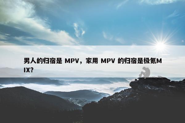 男人的归宿是 MPV，家用 MPV 的归宿是极氪MIX？