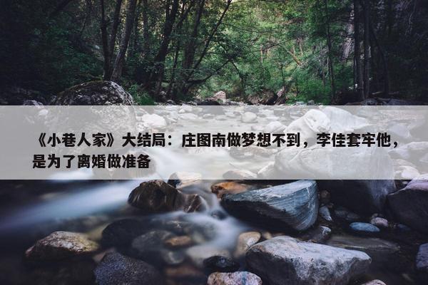 《小巷人家》大结局：庄图南做梦想不到，李佳套牢他，是为了离婚做准备