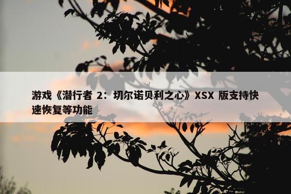 游戏《潜行者 2：切尔诺贝利之心》XSX 版支持快速恢复等功能