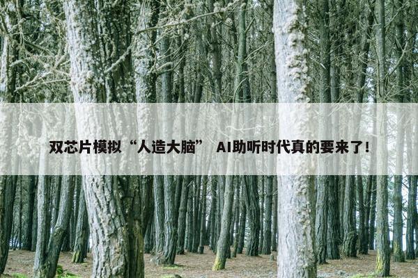 双芯片模拟“人造大脑” AI助听时代真的要来了！