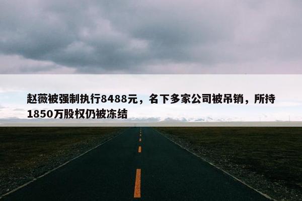 赵薇被强制执行8488元，名下多家公司被吊销，所持1850万股权仍被冻结