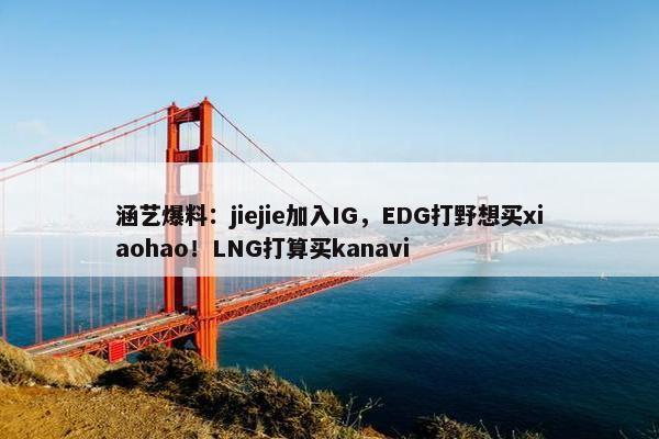 涵艺爆料：jiejie加入IG，EDG打野想买xiaohao！LNG打算买kanavi