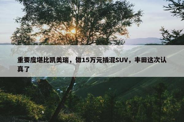 重要度堪比凯美瑞，做15万元插混SUV，丰田这次认真了