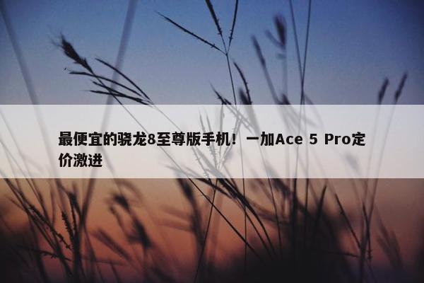 最便宜的骁龙8至尊版手机！一加Ace 5 Pro定价激进